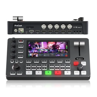 Tenveo 4K przełącznik miksera wideo HDMI 5,5 cala ekran LCD FHD 4-kanałowy przełącznik HDMI na żywo